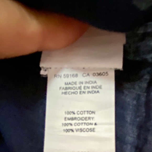 Karen Kane Navy Embroidered Tunic Top Size XS Cotton Summer Cruise Vacation - Picture 9 of 12